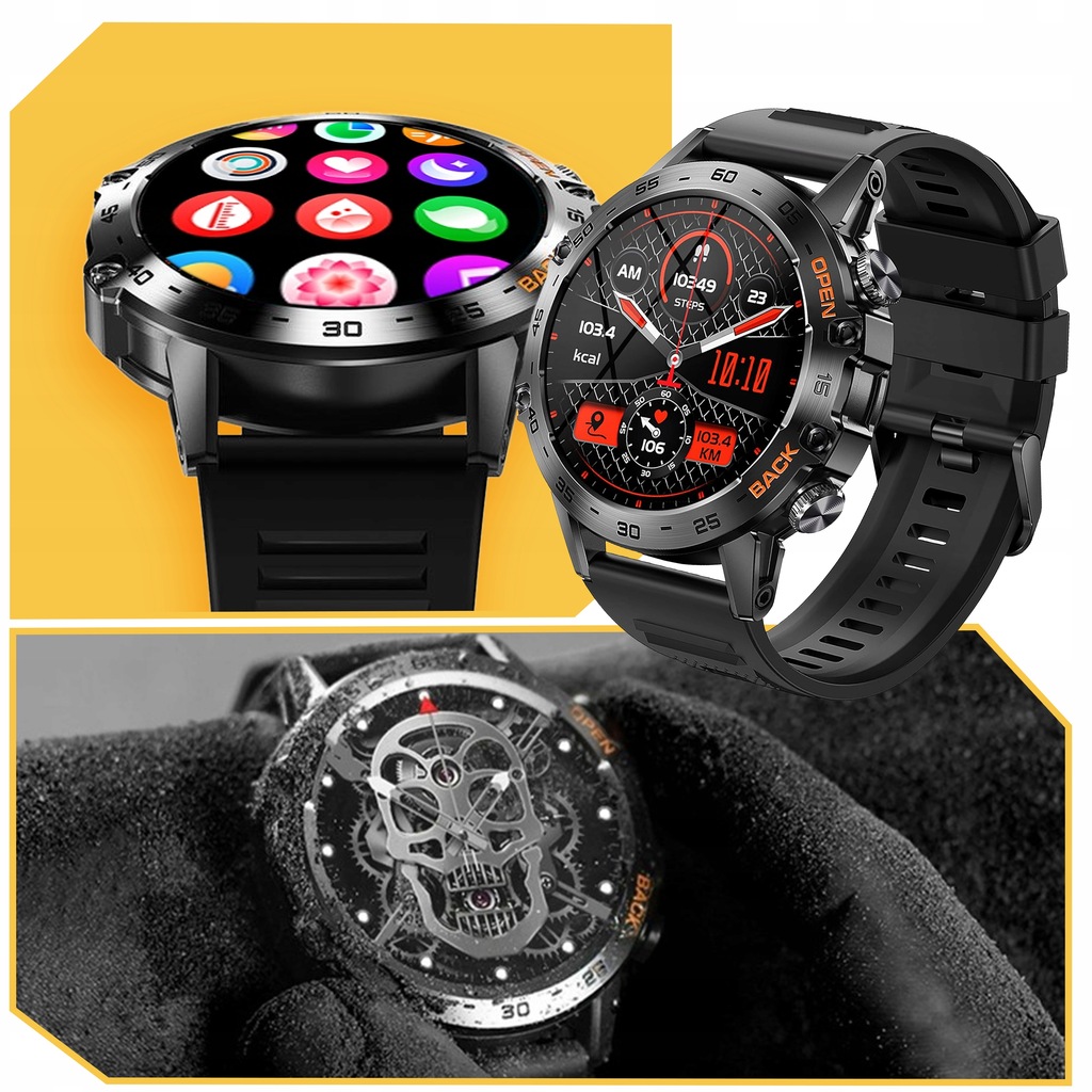 ZEGAREK SMARTWATCH SPORTOWY ROZMOWY MĘSKI DAMSKI POLSKIE MENU CZARNY SPORT Marka Lewer